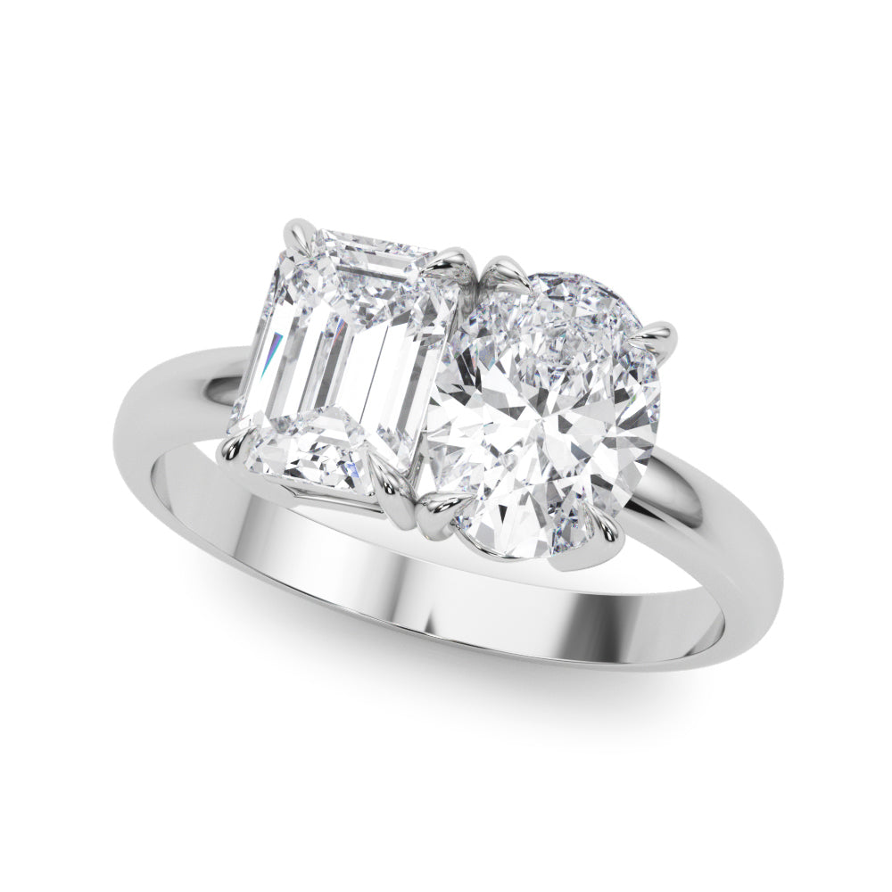Heirloom Cut Emerald Diamond Engagement Ring in 10K/14K gold and platinum with certified lab-grown or natural diamonds