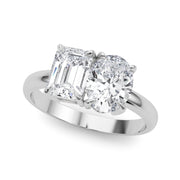 Heirloom Cut Emerald Diamond Engagement Ring in 10K/14K gold and platinum with certified lab-grown or natural diamonds