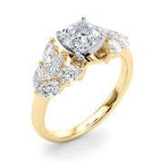Crowned Mq Side Stones Engagement Ring Marquise Diamond Engagement Ring in 10K/14K gold and platinum with certified lab-grown or natural diamonds