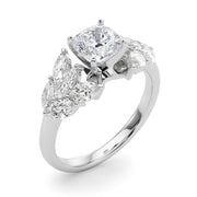 Crowned Mq Side Stones Engagement Ring Marquise Diamond Engagement Ring in 10K/14K gold and platinum with certified lab-grown or natural diamonds