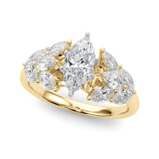 Crowned Mq Side Stones Engagement Ring Marquise Diamond Engagement Ring in 10K/14K gold and platinum with certified lab-grown or natural diamonds