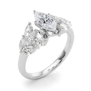 Crowned Mq Side Stones Engagement Ring Marquise Diamond Engagement Ring in 10K/14K gold and platinum with certified lab-grown or natural diamonds