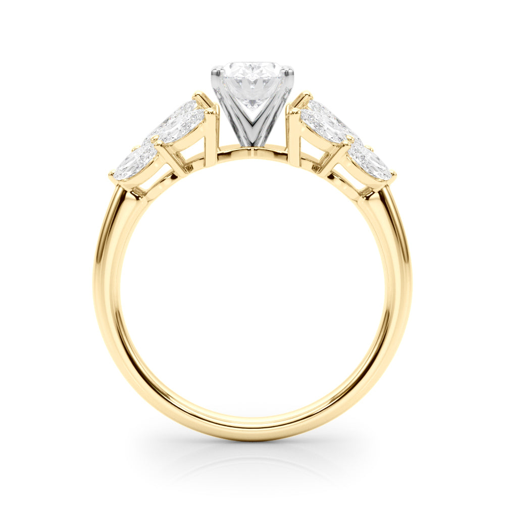 Crowned Mq Side Stones Engagement Ring Marquise Diamond Engagement Ring in 10K/14K gold and platinum with certified lab-grown or natural diamonds