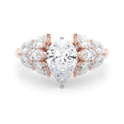 Crowned Mq Side Stones Engagement Ring Marquise Diamond Engagement Ring in 10K/14K gold and platinum with certified lab-grown or natural diamonds
