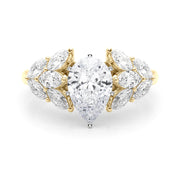 Crowned Mq Side Stones Engagement Ring Marquise Diamond Engagement Ring in 10K/14K gold and platinum with certified lab-grown or natural diamonds
