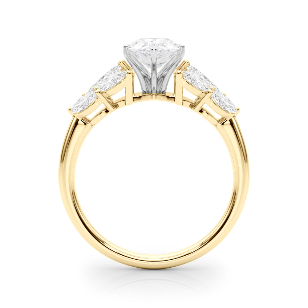 Crowned Mq Side Stones Engagement Ring Marquise Diamond Engagement Ring in 10K/14K gold and platinum with certified lab-grown or natural diamonds