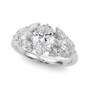 Crowned Mq Side Stones Engagement Ring Marquise Diamond Engagement Ring in 10K/14K gold and platinum with certified lab-grown or natural diamonds