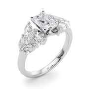 Crowned Mq Side Stones Engagement Ring Marquise Diamond Engagement Ring in 10K/14K gold and platinum with certified lab-grown or natural diamonds