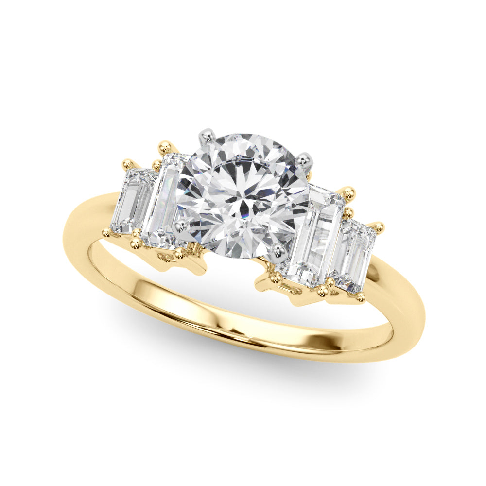 Graceful Mq Center & Sb Engagement Ring Round Diamond Engagement Ring in 10K/14K gold and platinum with certified lab-grown or natural diamonds