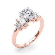 Graceful Mq Center & Sb Engagement Ring Round Diamond Engagement Ring in 10K/14K gold and platinum with certified lab-grown or natural diamonds