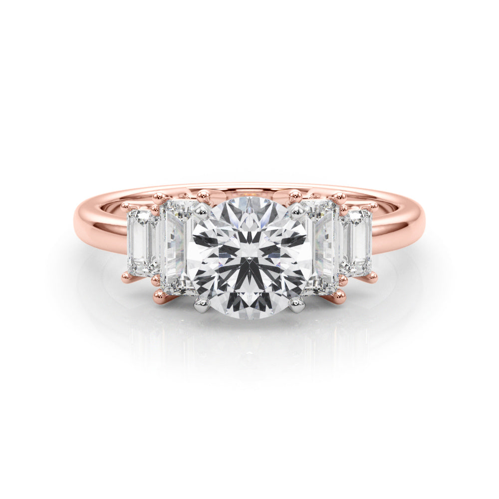 Graceful Mq Center & Sb Engagement Ring Round Diamond Engagement Ring in 10K/14K gold and platinum with certified lab-grown or natural diamonds