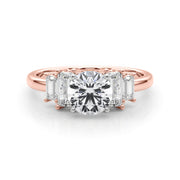 Graceful Mq Center & Sb Engagement Ring Round Diamond Engagement Ring in 10K/14K gold and platinum with certified lab-grown or natural diamonds