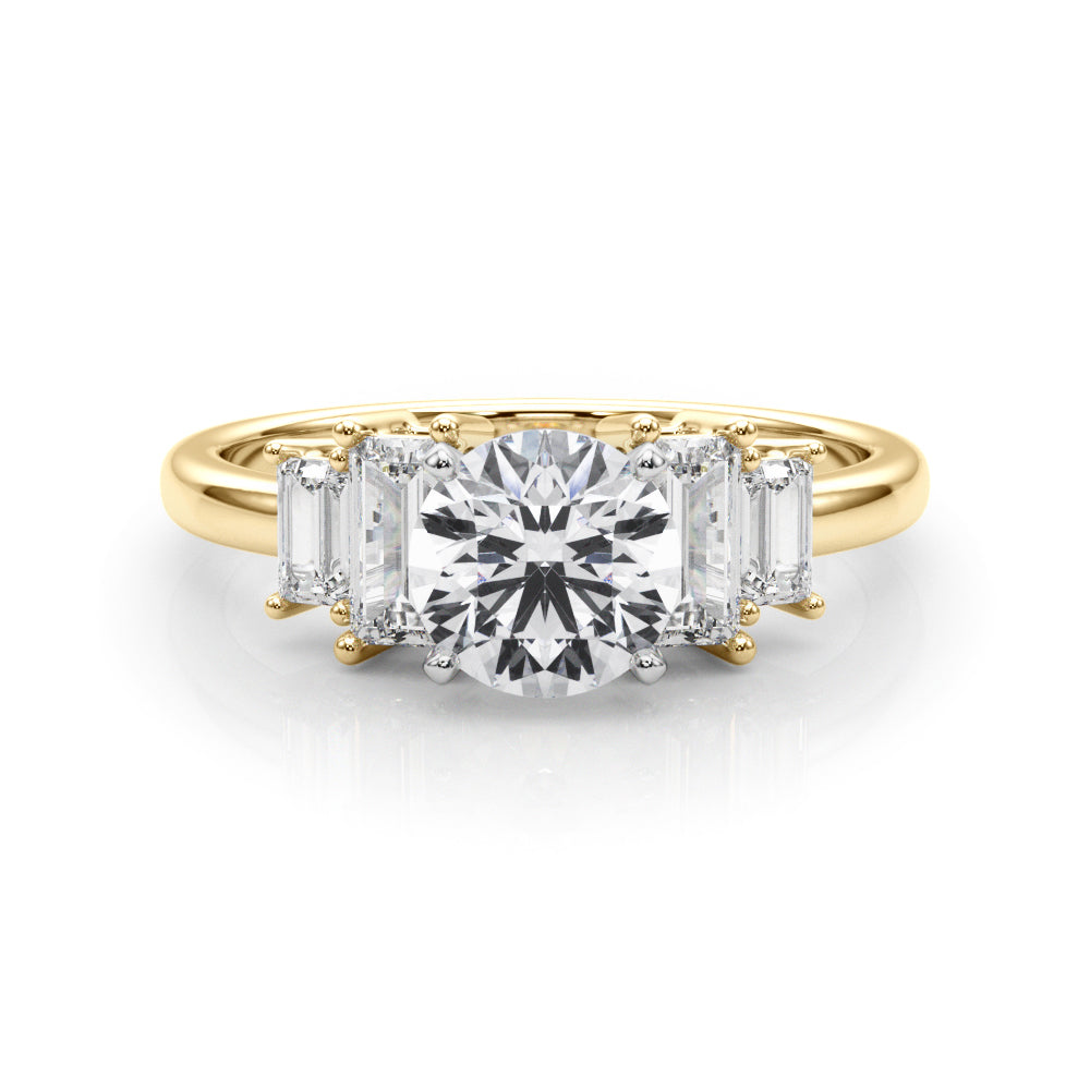 Graceful Mq Center & Sb Engagement Ring Round Diamond Engagement Ring in 10K/14K gold and platinum with certified lab-grown or natural diamonds