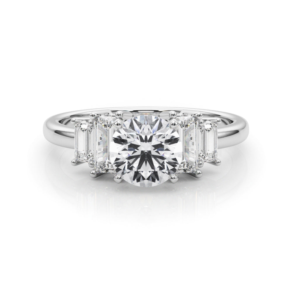 Graceful Mq Center & Sb Engagement Ring Round Diamond Engagement Ring in 10K/14K gold and platinum with certified lab-grown or natural diamonds