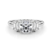 Graceful Mq Center & Sb Engagement Ring Round Diamond Engagement Ring in 10K/14K gold and platinum with certified lab-grown or natural diamonds