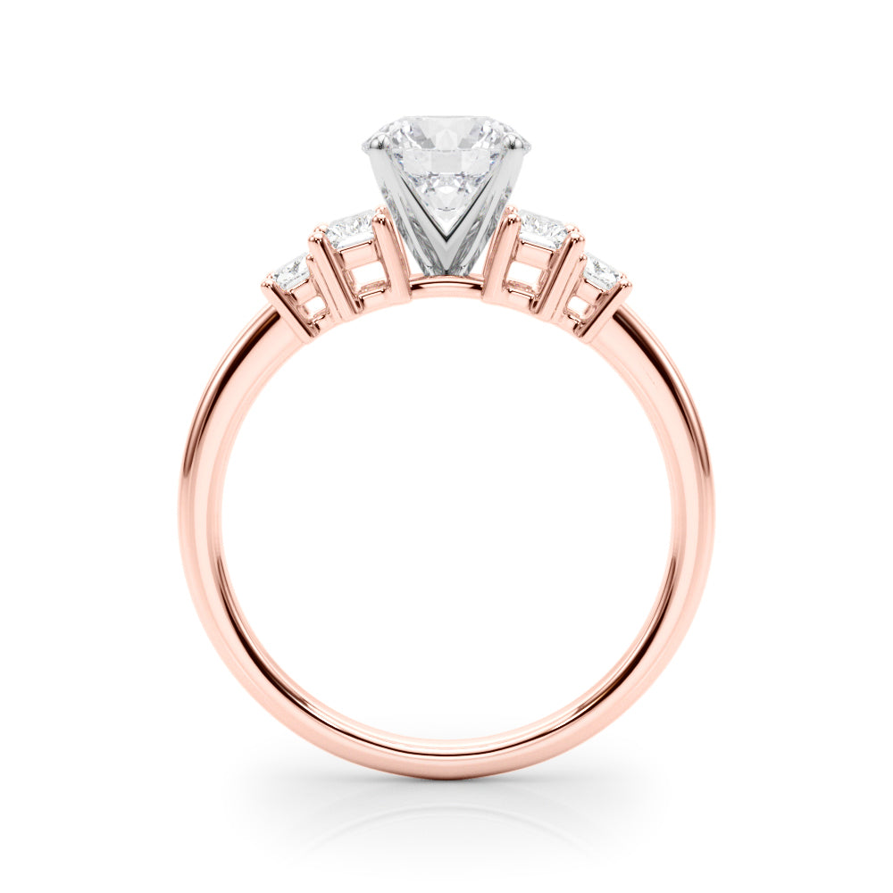 Graceful Mq Center & Sb Engagement Ring Round Diamond Engagement Ring in 10K/14K gold and platinum with certified lab-grown or natural diamonds