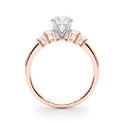 Graceful Mq Center & Sb Engagement Ring Round Diamond Engagement Ring in 10K/14K gold and platinum with certified lab-grown or natural diamonds