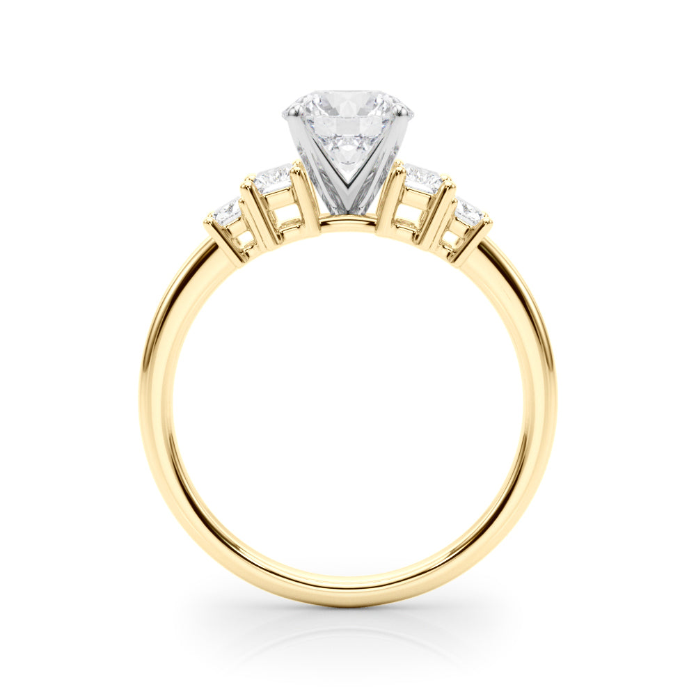 Graceful Mq Center & Sb Engagement Ring Round Diamond Engagement Ring in 10K/14K gold and platinum with certified lab-grown or natural diamonds