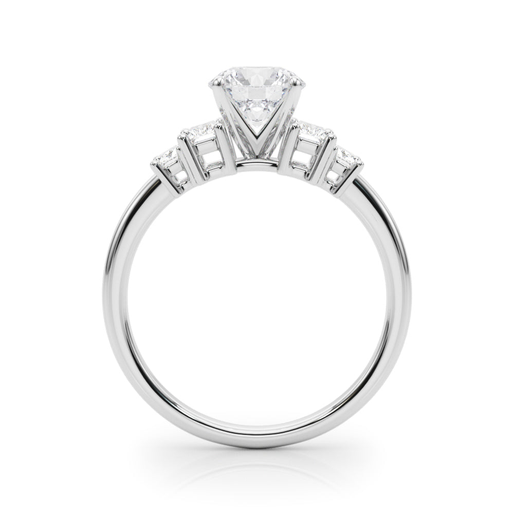 Graceful Mq Center & Sb Engagement Ring Round Diamond Engagement Ring in 10K/14K gold and platinum with certified lab-grown or natural diamonds