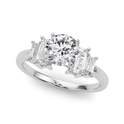 Graceful Mq Center & Sb Engagement Ring Round Diamond Engagement Ring in 10K/14K gold and platinum with certified lab-grown or natural diamonds