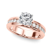 Dazzling Channel Set Engagement Ring Round Diamond Engagement Ring in 10K/14K gold and platinum with certified lab-grown or natural diamonds