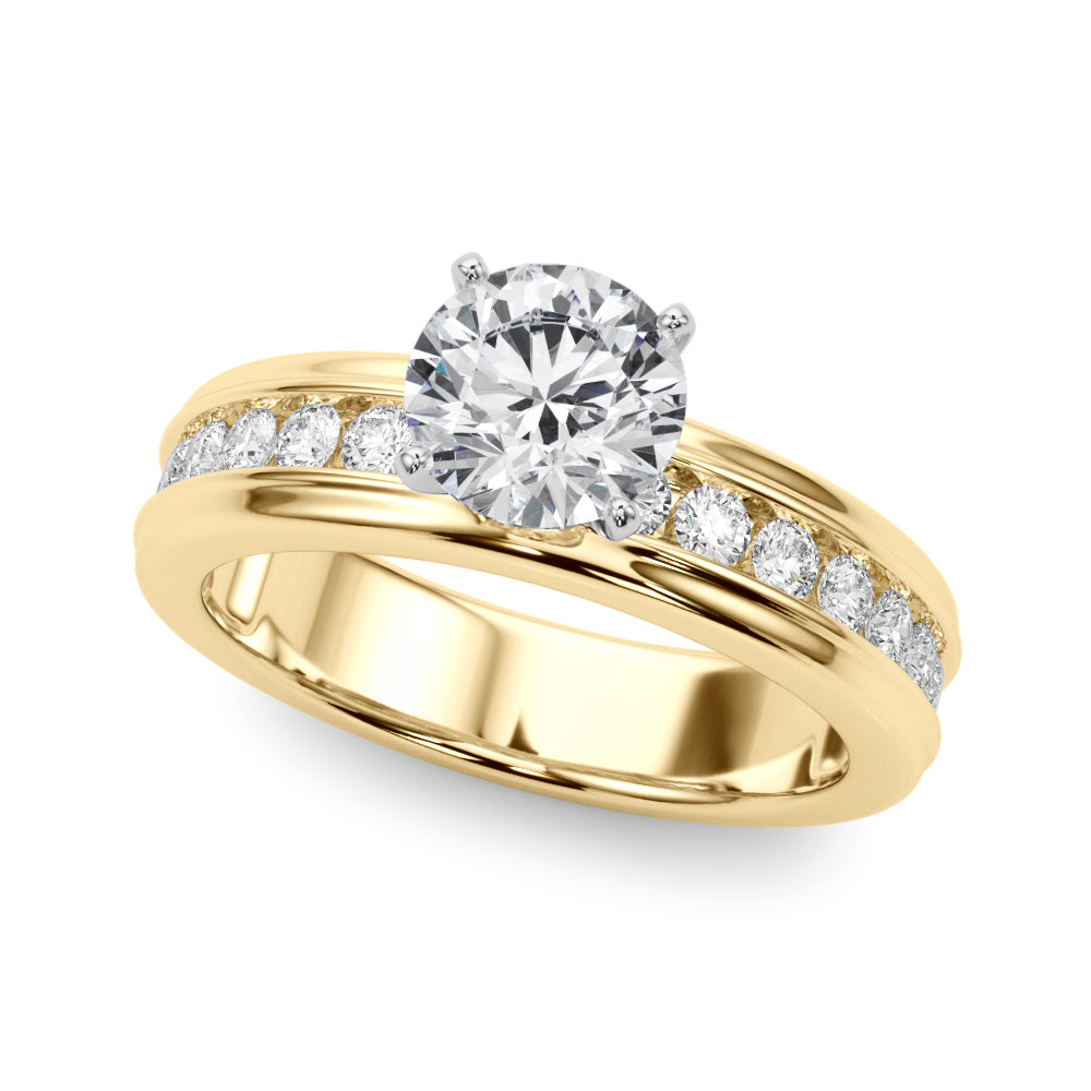 Dazzling Channel Set Engagement Ring Round Diamond Engagement Ring in 10K/14K gold and platinum with certified lab-grown or natural diamonds
