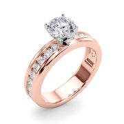 Dazzling Channel Set Engagement Ring Round Diamond Engagement Ring in 10K/14K gold and platinum with certified lab-grown or natural diamonds
