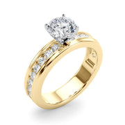 Dazzling Channel Set Engagement Ring Round Diamond Engagement Ring in 10K/14K gold and platinum with certified lab-grown or natural diamonds
