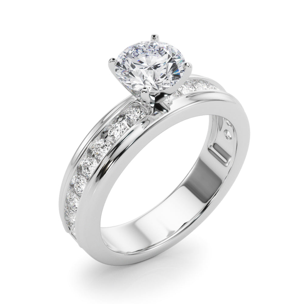 Dazzling Channel Set Engagement Ring Round Diamond Engagement Ring in 10K/14K gold and platinum with certified lab-grown or natural diamonds