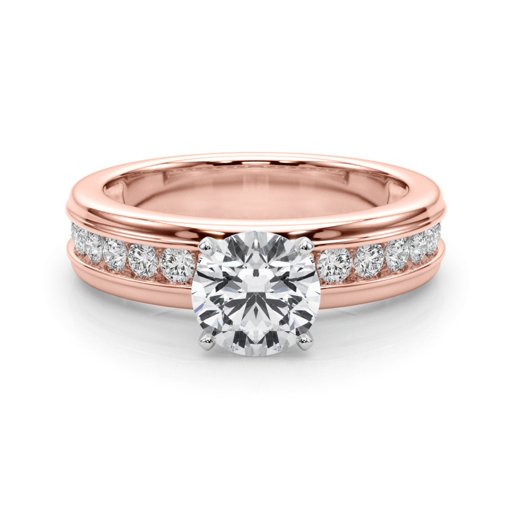 Dazzling Channel Set Engagement Ring Round Diamond Engagement Ring in 10K/14K gold and platinum with certified lab-grown or natural diamonds
