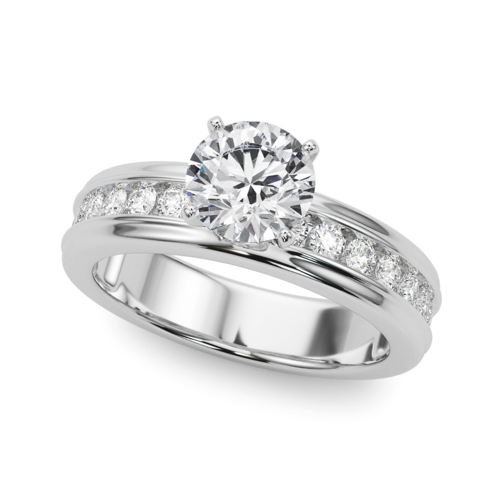 Dazzling Channel Set Engagement Ring Round Diamond Engagement Ring in 10K/14K gold and platinum with certified lab-grown or natural diamonds
