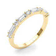 Alternating Round & Straight Baguette Half Eternity Ring in Gold & Platinum