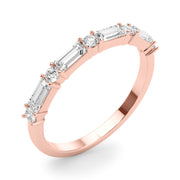Alternating Round & Straight Baguette Half Eternity Ring in Gold & Platinum