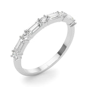Alternating Round & Straight Baguette Half Eternity Ring in Gold & Platinum