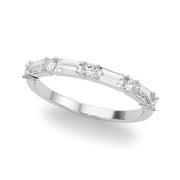 Alternating Round & Straight Baguette Half Eternity Ring in Gold & Platinum