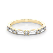 Alternating Round & Straight Baguette Half Eternity Ring in Gold & Platinum