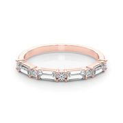 Alternating Round & Straight Baguette Half Eternity Ring in Gold & Platinum
