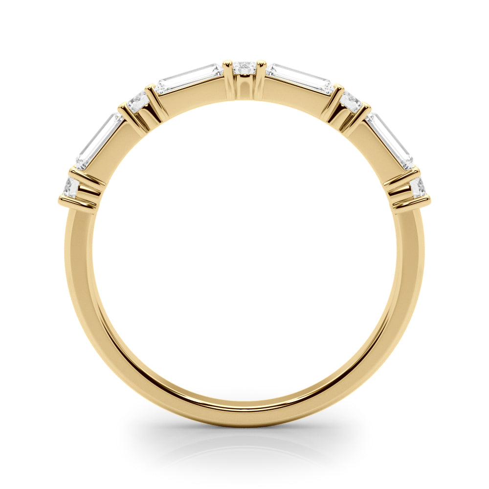 Alternating Round & Straight Baguette Half Eternity Ring in Gold & Platinum