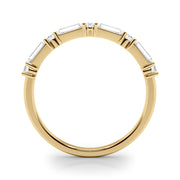 Alternating Round & Straight Baguette Half Eternity Ring in Gold & Platinum