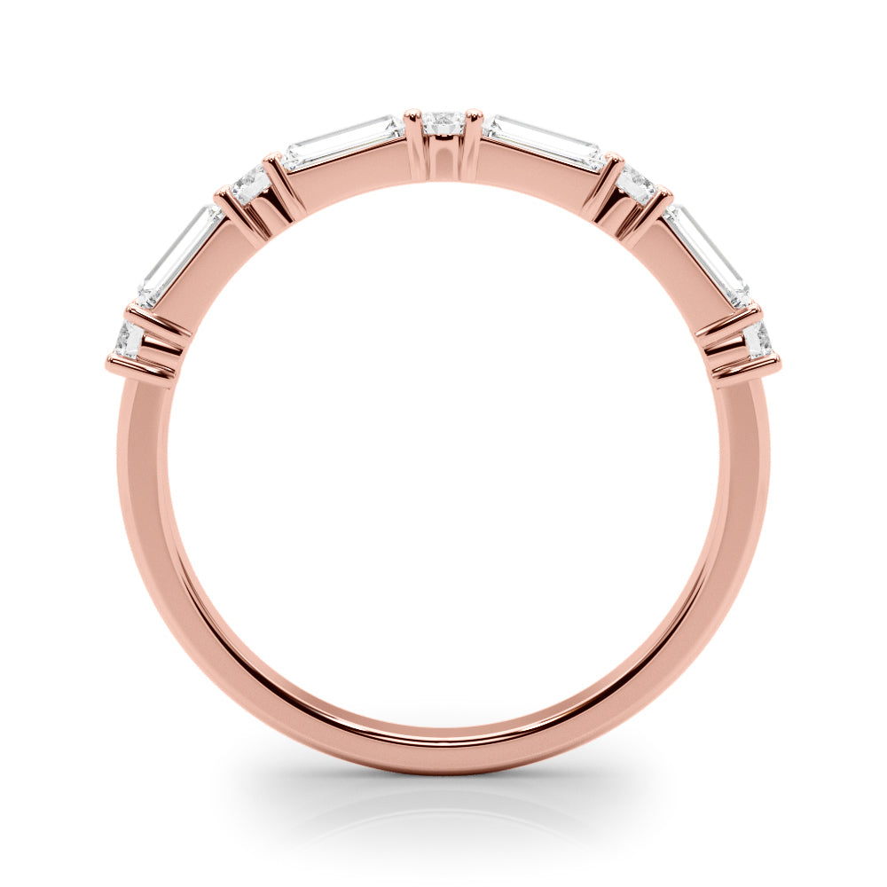 Alternating Round & Straight Baguette Half Eternity Ring in Gold & Platinum