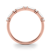 Alternating Round & Straight Baguette Half Eternity Ring in Gold & Platinum