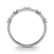 Alternating Round & Straight Baguette Half Eternity Ring in Gold & Platinum