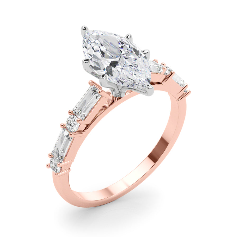 Splendid Rd & Sb Engagement Ring Round Diamond Engagement Ring in 10K/14K gold and platinum with certified lab-grown or natural diamonds