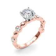 Enchanted Sidestone Round Diamond Engagement Ring in 10K/14K gold and platinum with certified lab-grown or natural diamonds