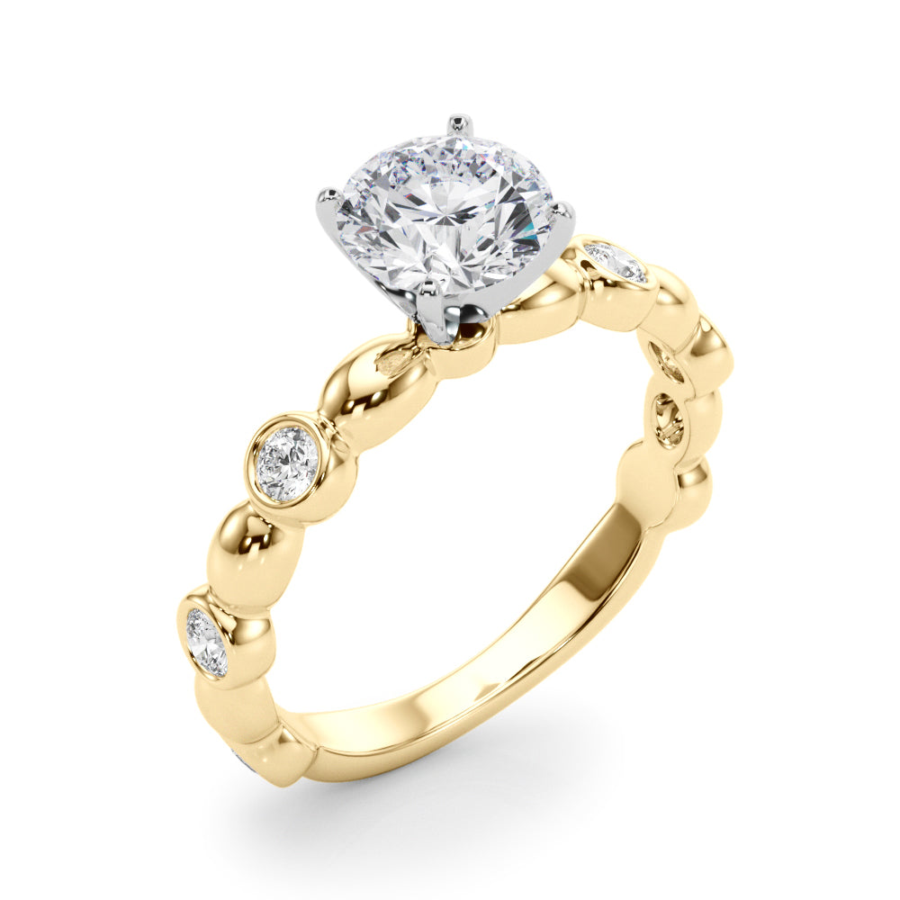 Enchanted Sidestone Round Diamond Engagement Ring in 10K/14K gold and platinum with certified lab-grown or natural diamonds