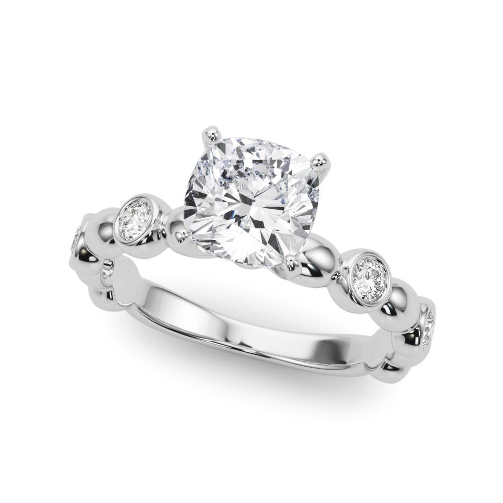 Enchanted Sidestone Round Diamond Engagement Ring in 10K/14K gold and platinum with certified lab-grown or natural diamonds