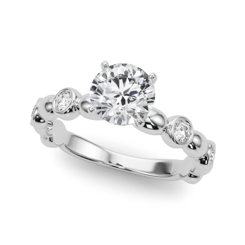 Enchanted Sidestone Round Diamond Engagement Ring in 10K/14K gold and platinum with certified lab-grown or natural diamonds