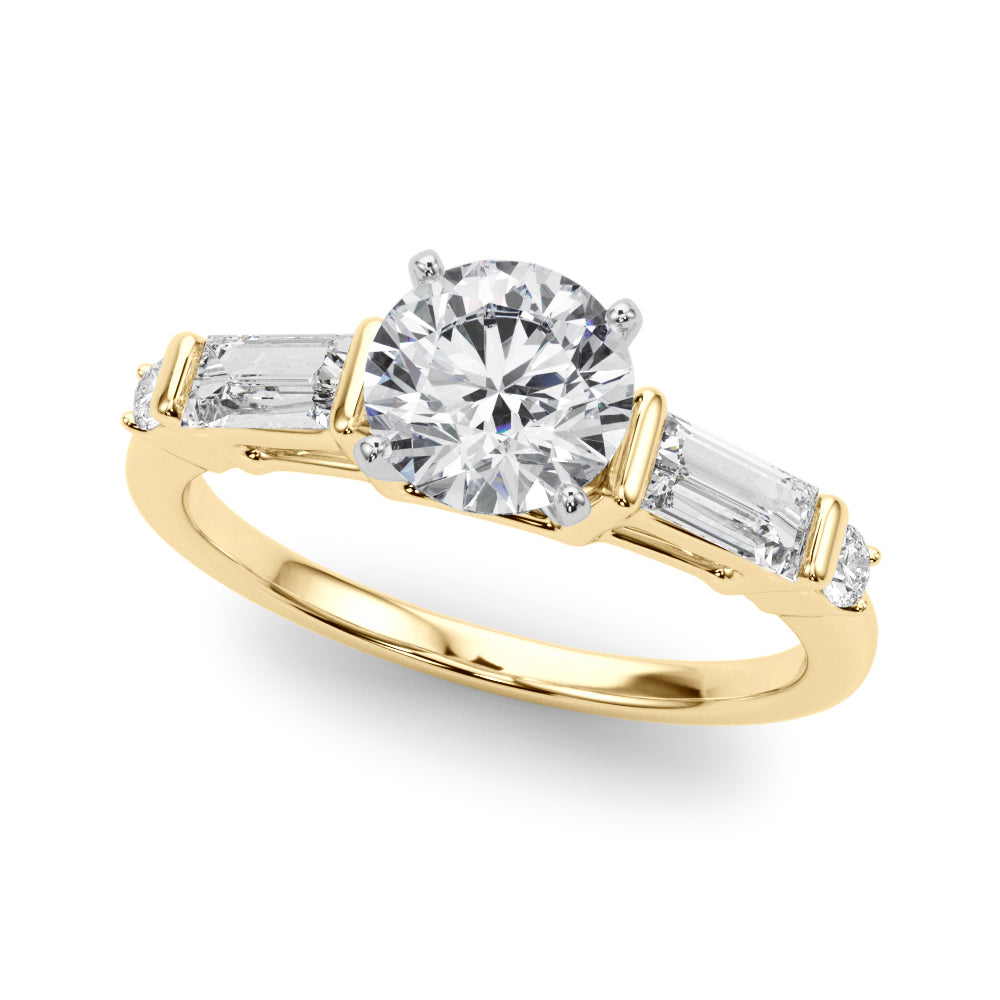 Pristine Rd & Sb Engagement Ring Round Diamond Engagement Ring in 10K/14K gold and platinum with certified lab-grown or natural diamonds