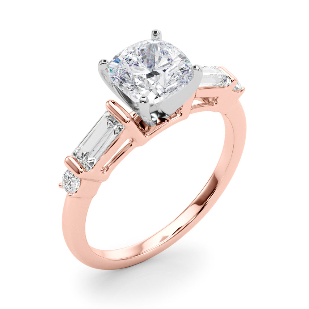 Pristine Rd & Sb Engagement Ring Round Diamond Engagement Ring in 10K/14K gold and platinum with certified lab-grown or natural diamonds