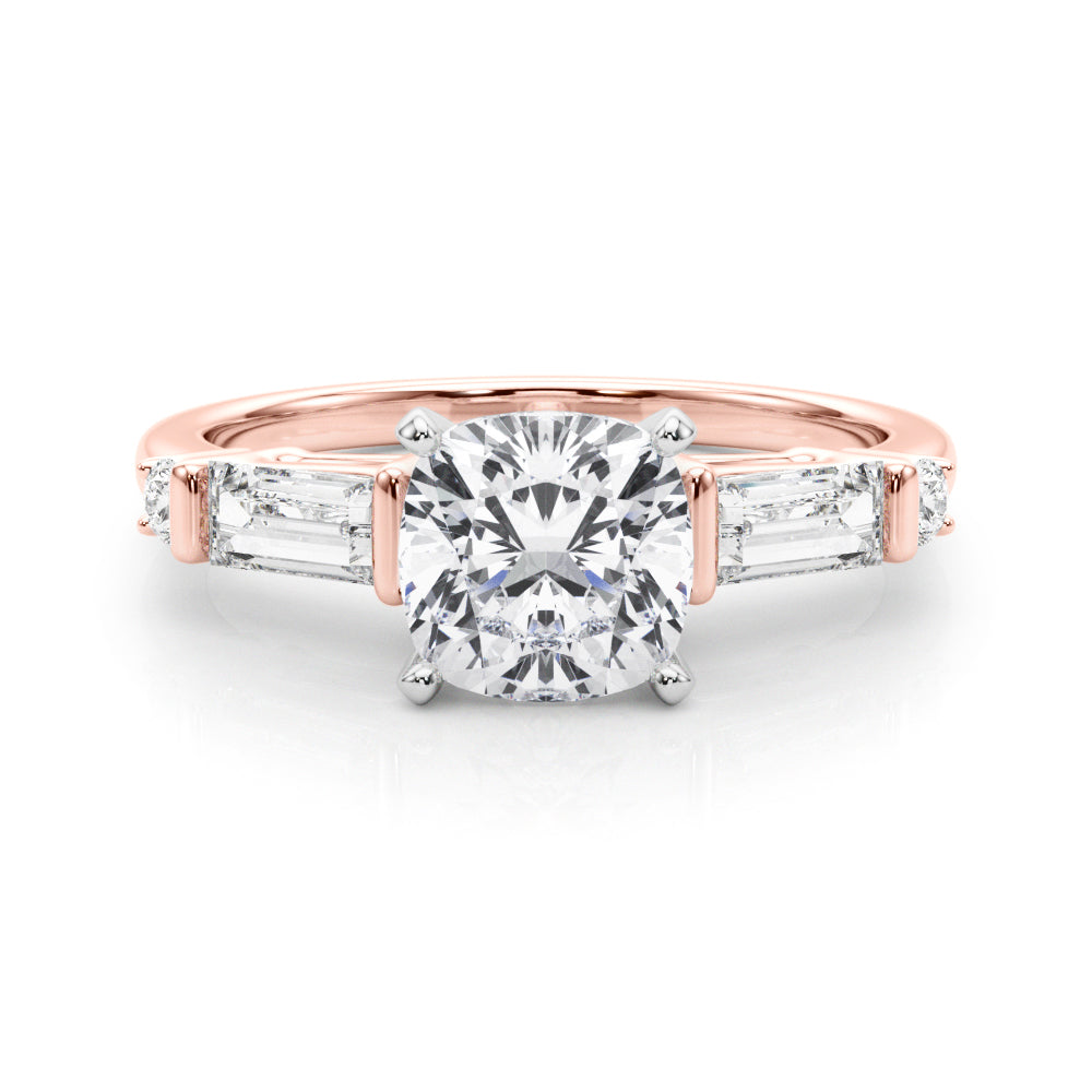 Pristine Rd & Sb Engagement Ring Round Diamond Engagement Ring in 10K/14K gold and platinum with certified lab-grown or natural diamonds